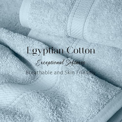 SUPERIOR Egyptian Cotton Plush & Absorbent, Bath Towel Set of 2, Light Blue