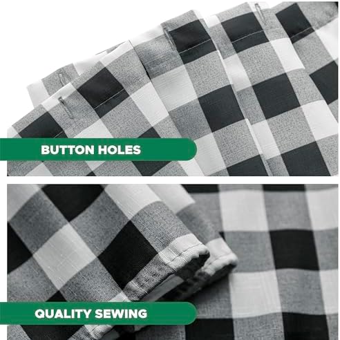 Fabric Shower Curtain-Black & White Farmhouse Shower Curtains for Bathroom