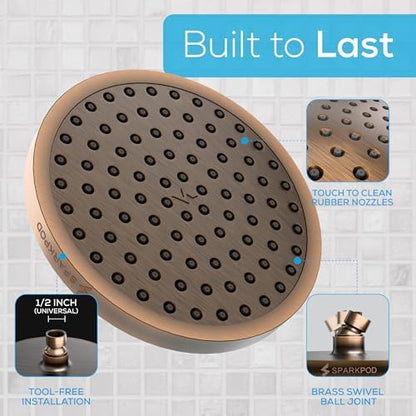 SparkPod Rain Shower Head, 8 Inch Round, Vintage Oil-Rubbed Bronze Finish