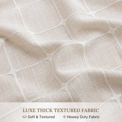 RiverDream Farmhouse No Hooks Shower Curtain with Snap-in Liner,Linen,71x98