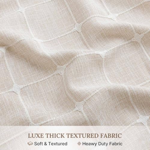 RiverDream Farmhouse No Hooks Shower Curtain with Snap-in Liner,Linen,54x80