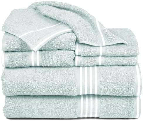Lavish Home Bathroom Towels Set, Bathroom Essentials, Seafoam, Set of 8