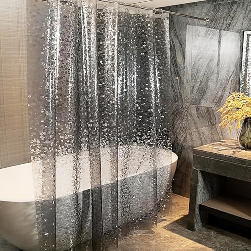 Shower Curtain Liner, 100% Waterproof Eva Shower Curtains with 3 Duty Heavy Bottom Magnets and 12 Rust Proof Grommets, 72x72 Weighted Shower Liner for Shower Stall, Bathtubs