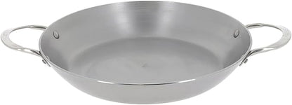 de Buyer MINERAL B Carbon Steel Paella Pan - 12.5” Diameter, 9.25” Cooking Surface - Multipurpose Pan for Stovetop & Oven - Naturally Non-Stick Finish - Made in France