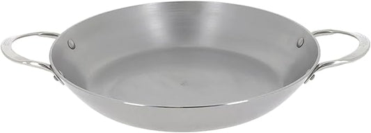 de Buyer MINERAL B Carbon Steel Paella Pan - 12.5” Diameter, 9.25” Cooking Surface - Multipurpose Pan for Stovetop & Oven - Naturally Non-Stick Finish - Made in France
