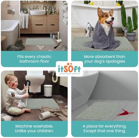 Standard Chenille Bath Mats 34"x21", Plush Absorbent Bath Mats Quick Dry, Soft & Machine Washable, Non Slip Carpet for Bathroom, Thick Bathroom Rugs, Shower Restroom Rug, Alfombras De Baño, Bathrugs