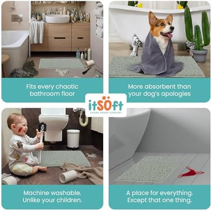 Standard Chenille Bath Mats 34"x21", Plush Absorbent Bath Mats Quick Dry, Soft & Machine Washable, Non Slip Carpet for Bathroom, Thick Bathroom Rugs, Shower Restroom Rug, Alfombras De Baño, Bathrugs