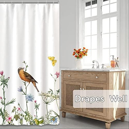 AWERT Small Half Size Stall Shower Curtain with Hooks Shower Stall Curtain 48 x 72 Funny Bird for Bathroom/RV and Camper