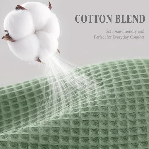 Stall Waffle Shower Curtain Heavyweight Cotton Fabric Sage Green 48Wx72L