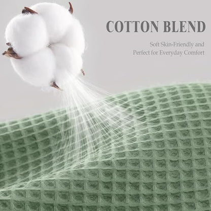 Stall Waffle Shower Curtain Heavyweight Cotton Fabric Sage Green 48Wx72L