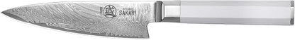 MITSUMOTO SAKARI 5.6-Inch Japanese Paring Knife, Hand Forged Damascus VG-Pro Steel Core Petty Knife, Precision Peeling & Detail Cutting for Fruits & Veg
