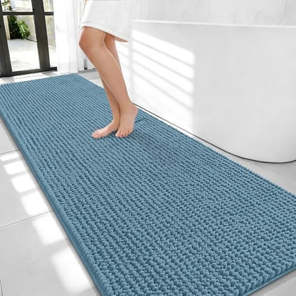 OLANLY Thick Chenille Bathroom Runner Rugs Mats 70x24, Airy Blue