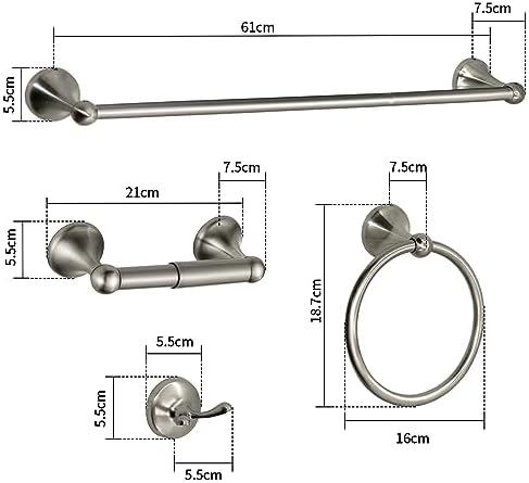 8 Pieces Bathroom Hardware Set Brushed Nickel Adjustable Expandable Towel Bars Towel Ring Wall Mount Toilet Paper Holder Towel Hooks Towel Racks Hand Towel Holder Bathroom Accessory Set