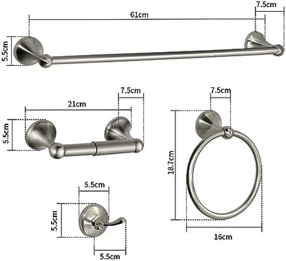 8 Pieces Bathroom Hardware Set Brushed Nickel Adjustable Expandable Towel Bars Towel Ring Wall Mount Toilet Paper Holder Towel Hooks Towel Racks Hand Towel Holder Bathroom Accessory Set