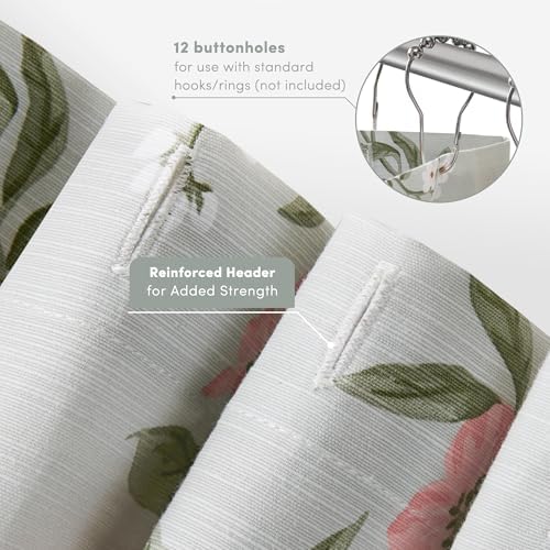 Martha Stewart Meadow Floral Shower Curtain for Bathroom, 72 x 72, Green