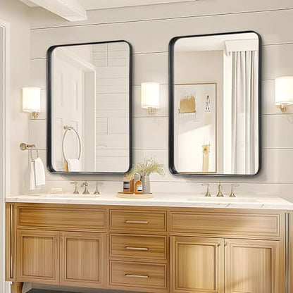 Black Bathroom Vanity Mirror Over Sink 24x32, Large Wall Rectangle Mirror
