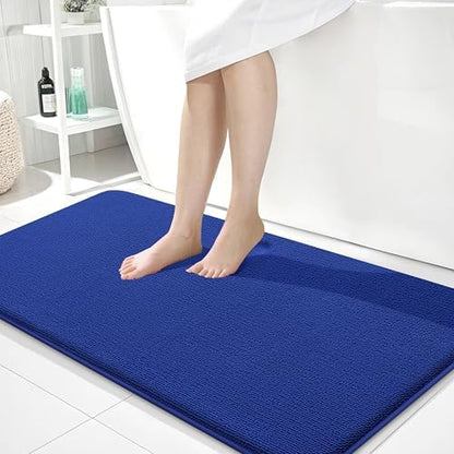 OLANLY Memory Foam Bathroom Runner Rugs 44x24, Long Bath Mats, Royal Blue
