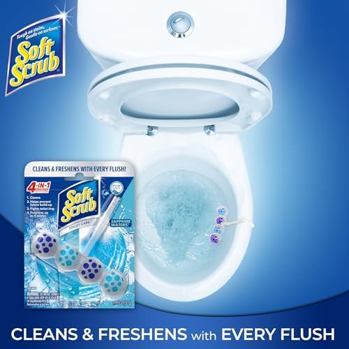 Soft Scrub 4-in-1 Rim Hanger Toilet Bowl Cleaner, Sapphire Waters, 2 Count (Pack of 6)