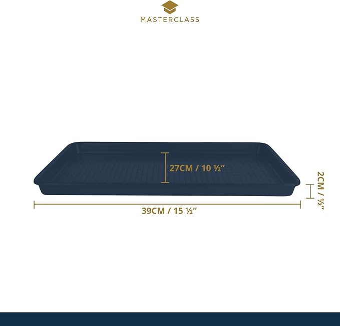 MasterClass Crusty Bake, Baking Tray with PTFE, PFOA and BPA Free Non Stick, Robust 1mm Thick Carbon Steel, Cookie Sheet, Perforated Holes for Ultimate Crisp, Ultra Double Layer, 39x27cm, Grey
