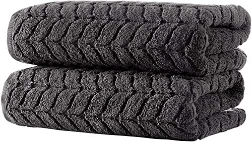 BAGNO MILANO Turkish Cotton Bath Towels, Hand Towels - Soft Plush Jacquard Collection Luxury Towels Set (Charcoal, Bath Towel Set of 2)