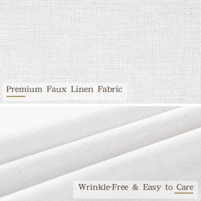 Furlinic No Hook Scalloped White Shower Curtain Linen Waterproof Boho 48x75