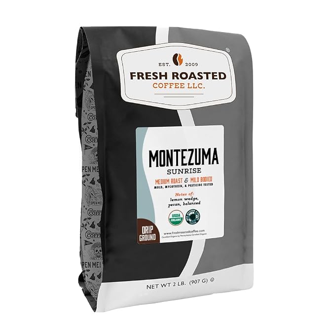 Fresh Roasted Coffee, Organic Montezuma Sunrise Whole Bean Coffee, Medium Roast, USDA Organic, 3rd Party Tested for Mold, Mycotoxin & Pesticides, Kosher, 2 lb (32 oz)