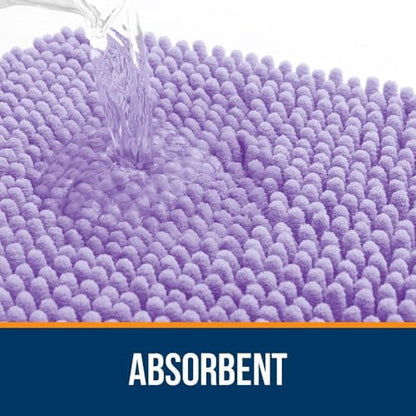 OLANLY Chenille Bathroom Rugs Mats Sets 2 Piece, 59"x20"+30"x20", Lavender