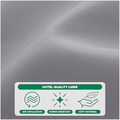 Fabric Shower Curtain Liner 72"Wx96"L-Silver Grey Extra Long Shower Liners