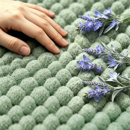 SUBRTEX Bathroom Rugs, 24" x 44" Chenille Bath Rug Soft Short Plush Bath Mat Soft Shower Mat Water Absorbent Shower Mat Quick Dry Machine Washable, Sage Green
