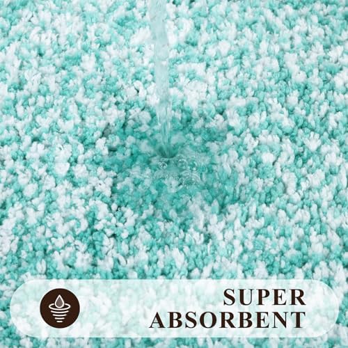 Pauwer 3 Piece Bathroom Rug Set, Non Slip Washable Bath Mat, Teal