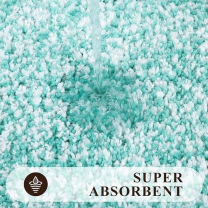Pauwer 3 Piece Bathroom Rug Set, Non Slip Washable Bath Mat, Teal