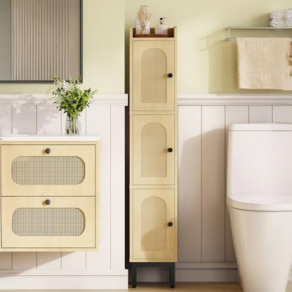 Hzuaneri Slim Bathroom Storage Cabinet, Narrow Bathroom Organizers,3 Doors