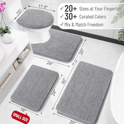 OLANLY Toilet Rugs U-Shaped 20x20, Soft Absorbent Chenille Contour Rugs