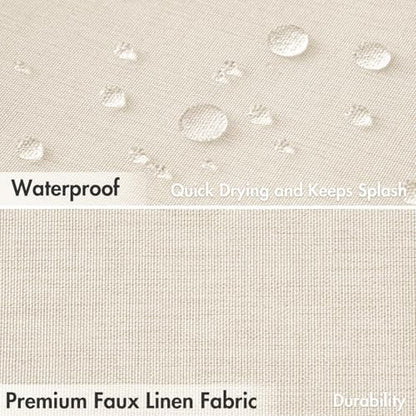 MIULEE 72"x84" Extra Long Scalloped Linen Shower Curtain Cream White
