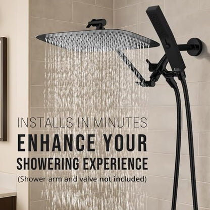 G-Promise All Metal 12" Rain Shower Head with Handheld for Bathroom Upgrade