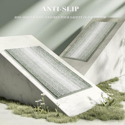 BSICPRO Bathroom Rugs Sets 2 Piece, Non Slip Bath Mats, Greyish Green