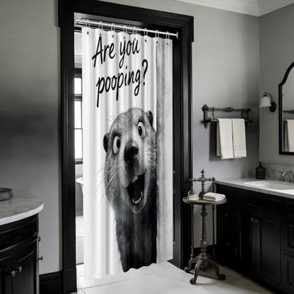 Small Stall Shower Curtain Rv are You Pooping Otter, 36 x 72 Inchs