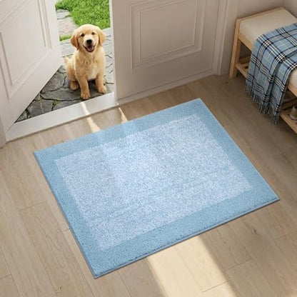 Bathroom Rugs 24x17 Non Slip Washable, Soft Absorbent Bath Mat Light Blue