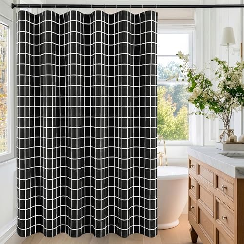 Black Shower Curtains for Bathroom-Fabric Modern Farmhouse Shower Curtain
