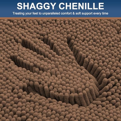 Smiry Bathroom Rugs 24X16, Luxury Chenille Extra Soft Absorbent Bath Mat