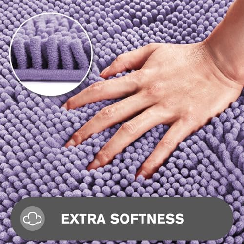 Bathroom Rugs 30 x 50 Inch – Extra Large Bath Mat | Absorbent and Washable Thick Chenille Bath Rugs Non-Slip Runner Rug for Bathroom, Shower, Tub(Lavender)