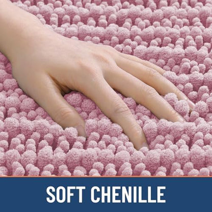 Smiry Bathroom Rugs 40X32, Extra Soft Rubber Backing Chenille Bath Mats