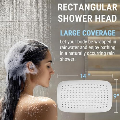 G-Promise All Metal 14" Rain Shower Head with Handheld for Bathroom Upgrade