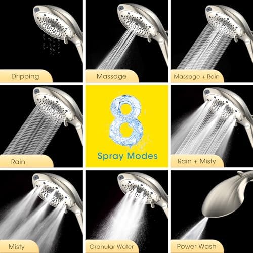 FASDUNT High Pressure Filtered Handheld Shower Head, Brushed Nickel