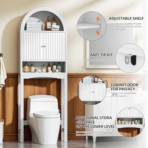 Spurgehom Arch Over The Toilet Storage Cabinet, Bathroom Organizer (White)
