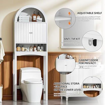 Spurgehom Arch Over The Toilet Storage Cabinet, Bathroom Organizer (White)