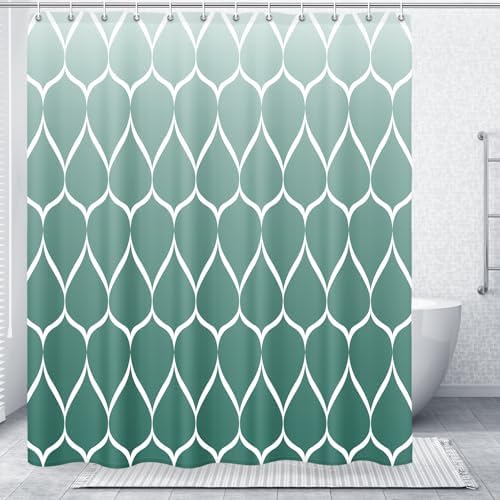 Gelbchu Geometric Shower Curtain for Bathroom, Ombre Teal, 72x72 Inch