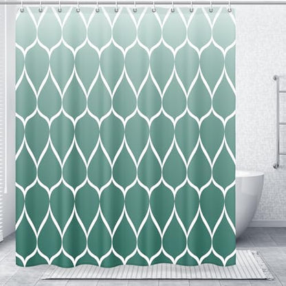 Gelbchu Geometric Shower Curtain for Bathroom, Ombre Teal, 72x72 Inch