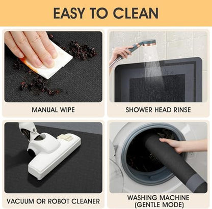 ACCUMTEK Non Slip Bath Mat, Thin Bathroom Rugs Fit Under Door, Quick Dry Bath Mats, Machine Washable Bath Rugs for Bathroom, Bathtub & Kitchen, Bathtub, Black/Bordered/32 x20