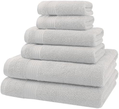 American Veteran Towel, 6 Piece Towel Set for Bathroom, 100% Cotton Turkish Bathroom Towels, 2 Bath Towels 2 Hand Towels 2 Washcloths, Silver Grey